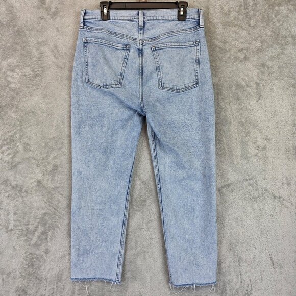 Old Navy Jeans Womens 12 Extra High-Rise Sky Hi Straight Button Fly Raw Hem - Picture 9 of 13